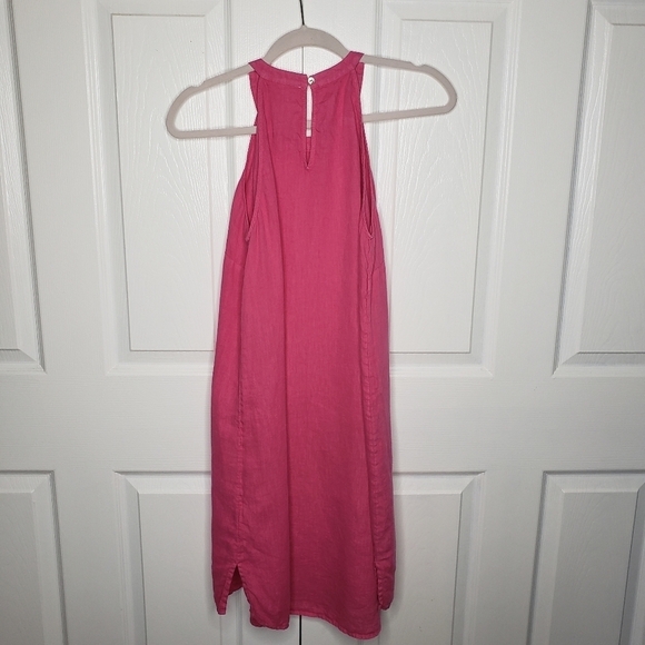 C & C California Linen Dress S A Line Key Hole Lagenlook Minimalist Contemporary - Picture 8 of 11